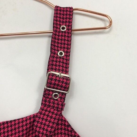 Bershka Houndstooth Overall Mini Dress Pink&Black New Without Tags Medium - Picture 6 of 9